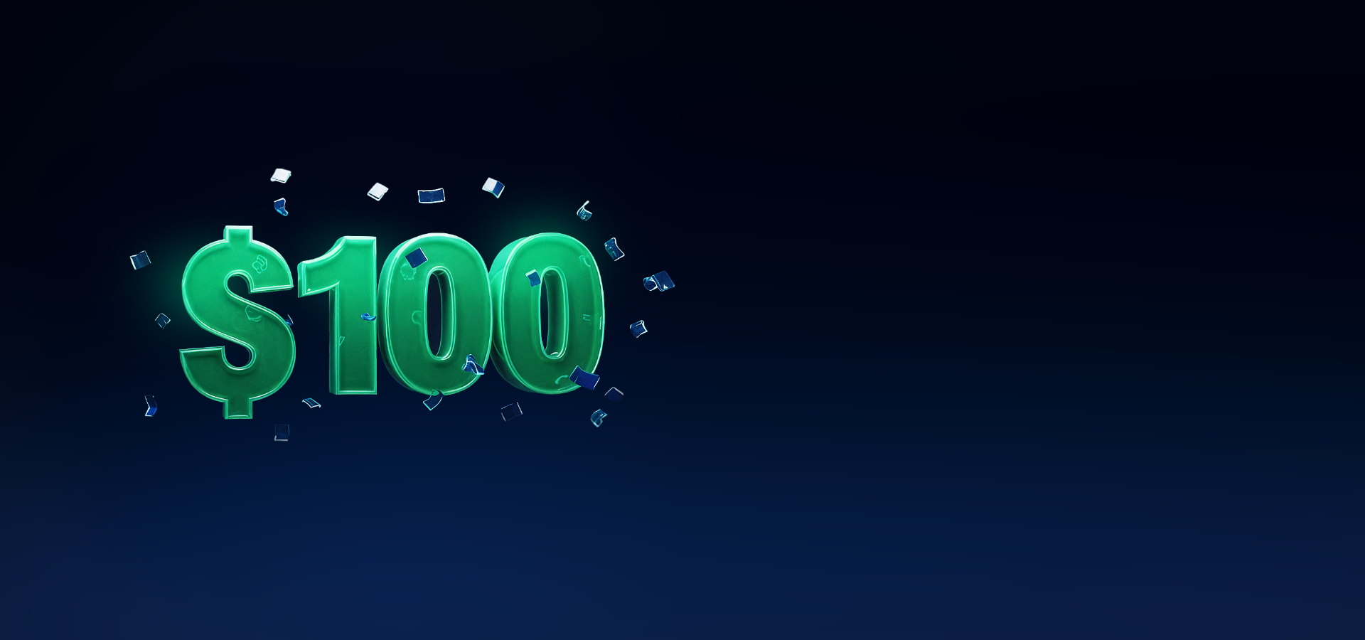 عرض بونص يوضح رصيدًا إجماليًا قدره $100